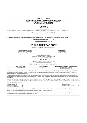 Miniature Lithium Americas 10-Q Rapport trimestriel 2025 