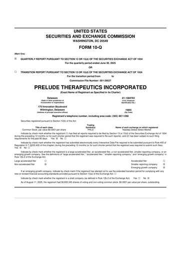 Miniature Prelude Therapeutics 10-Q Rapport trimestriel 2025 