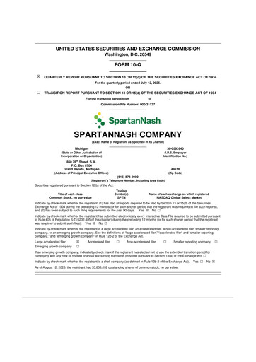 Miniature SpartanNash
 10-Q Rapport trimestriel 2025 