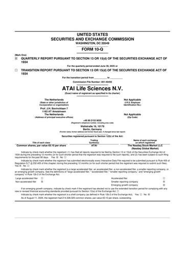 Thumbnail atai Life Sciences 10-Q Quarterly Report FY 