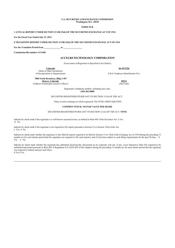 Thumbnail Accelerate Diagnostics 10-K Annual Report 2012