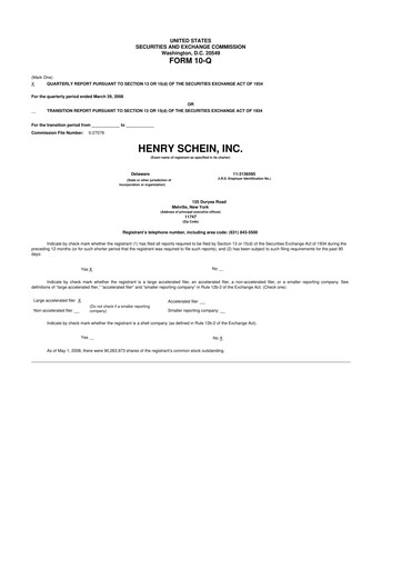 Vorschaubild Henry Schein
 10-Q Quartalsbericht  