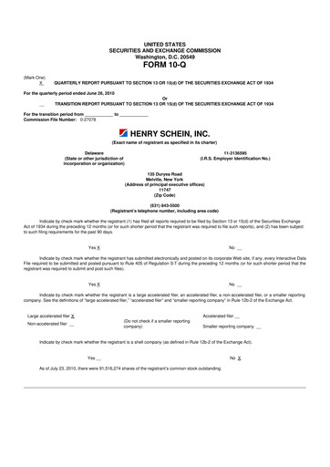 Vorschaubild Henry Schein
 10-Q Quartalsbericht 2010 