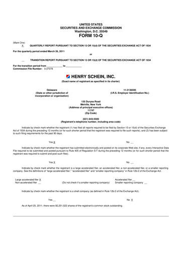 Vorschaubild Henry Schein
 10-Q Quartalsbericht 2011 