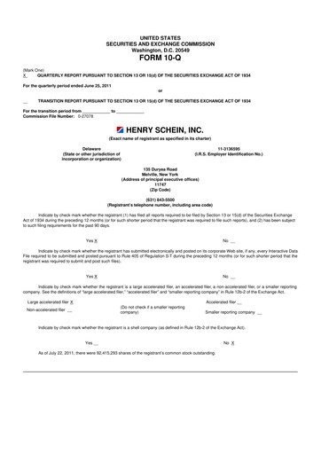 Vorschaubild Henry Schein
 10-Q Quartalsbericht 2011 