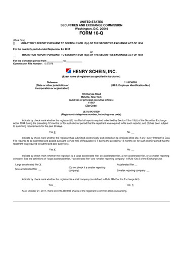 Vorschaubild Henry Schein
 10-Q Quartalsbericht 2011 