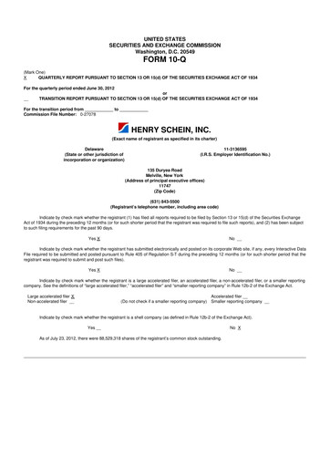Vorschaubild Henry Schein
 10-Q Quartalsbericht 2012 