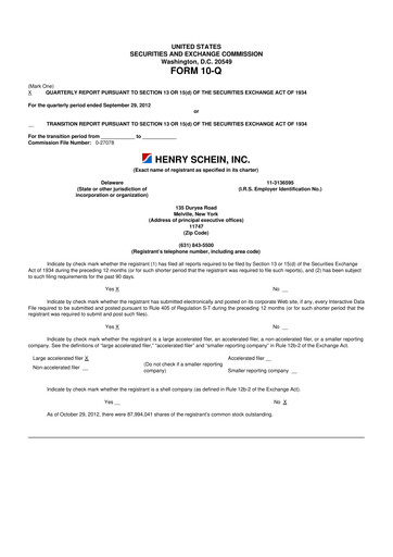 Vorschaubild Henry Schein
 10-Q Quartalsbericht 2012 