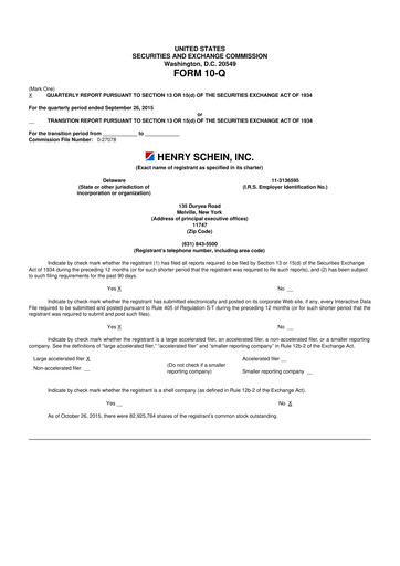 Vorschaubild Henry Schein
 10-Q Quartalsbericht 2015 