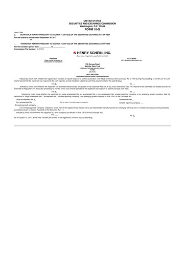 Vorschaubild Henry Schein
 10-Q Quartalsbericht 2017 