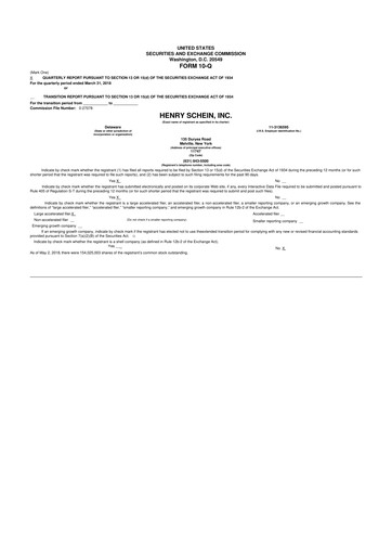 Vorschaubild Henry Schein
 10-Q Quartalsbericht 2018 