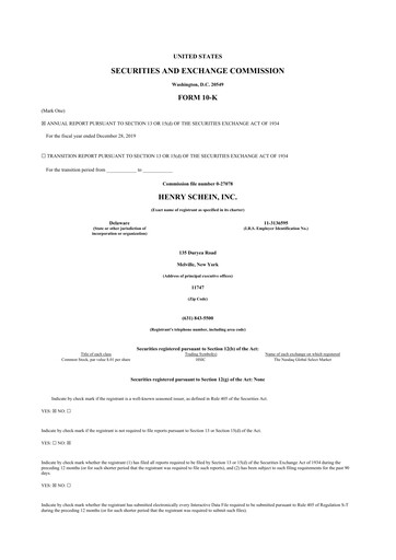 Thumbnail Henry Schein
 10-K Annual Report 2019