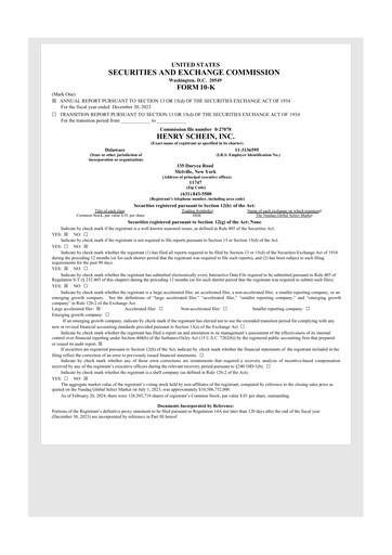 Thumbnail Henry Schein
 10-K Annual Report 2023