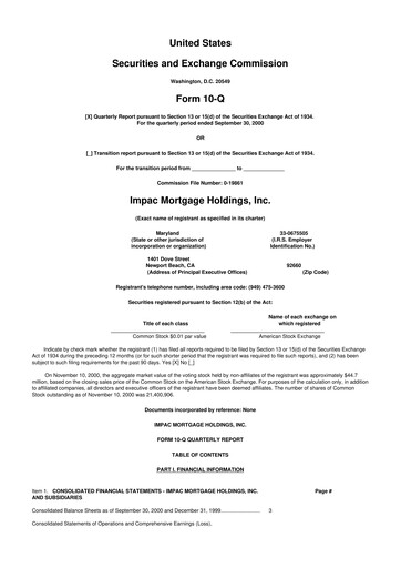 Thumbnail Impac Mortgage Holdings 10-Q Quarterly Report FY 
