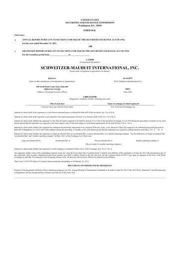 Miniature Mativ Holdings 10-K Rapport annuel 2011