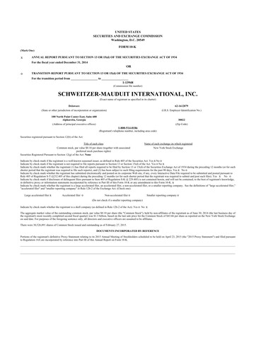 Miniature Mativ Holdings 10-K Rapport annuel 2014