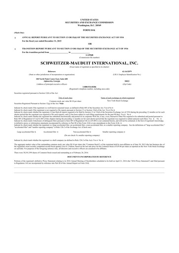 Miniature Mativ Holdings 10-K Rapport annuel 2015