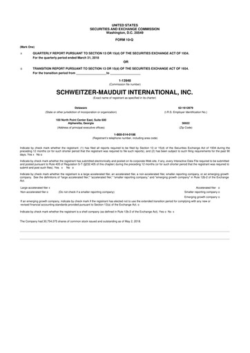Thumbnail Mativ Holdings 10-Q Quarterly Report FY2018 