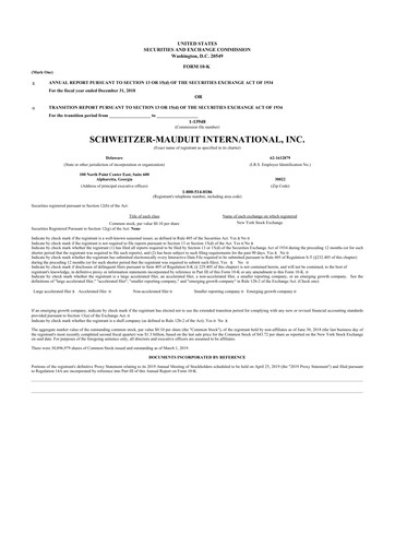 Miniature Mativ Holdings 10-K Rapport annuel 2018