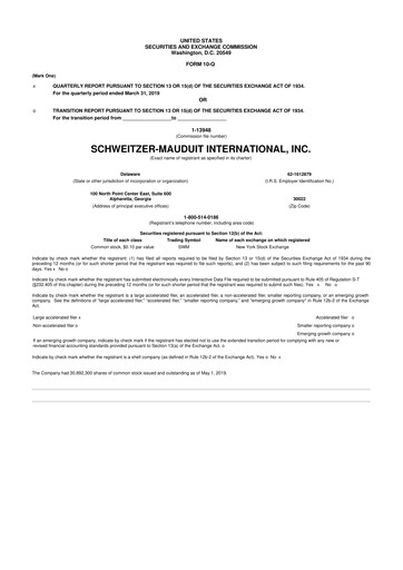 Thumbnail Mativ Holdings 10-Q Quarterly Report FY2019 
