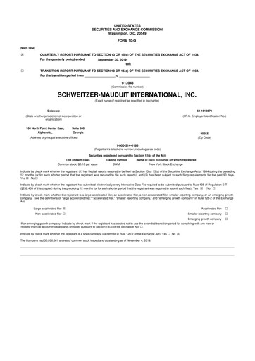 Thumbnail Mativ Holdings 10-Q Quarterly Report FY2019 