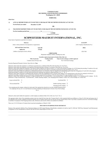 Miniature Mativ Holdings 10-K Rapport annuel 2019