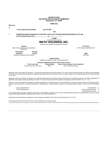 Thumbnail Mativ Holdings 10-Q Quarterly Report FY2023 