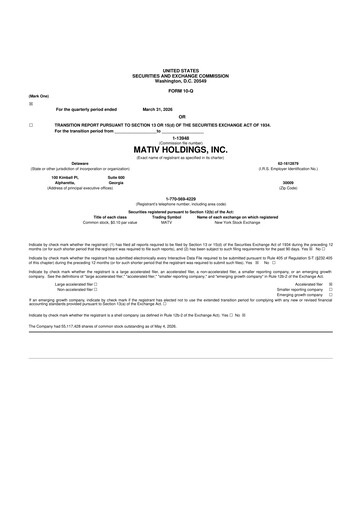 Thumbnail Mativ Holdings 10-Q Quarterly Report FY 