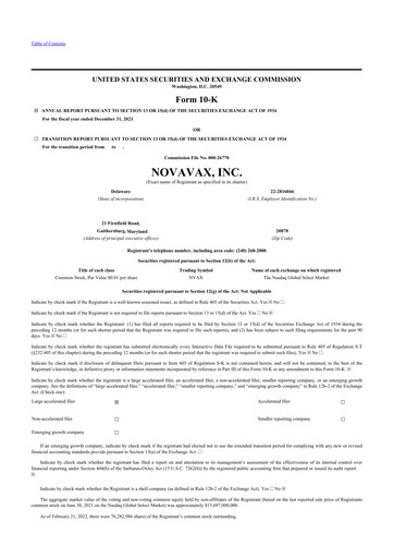 Thumbnail Novavax 10-K Annual Report 2021