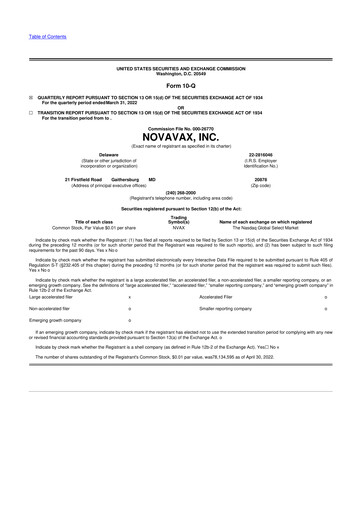 Thumbnail Novavax 10-Q Quarterly Report FY2022 