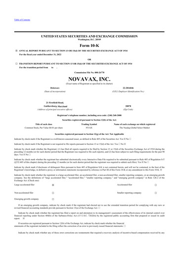 Thumbnail Novavax 10-K Annual Report 2022