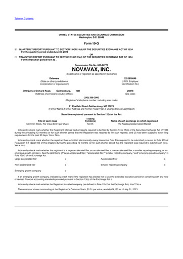 Thumbnail Novavax 10-Q Quarterly Report FY2023 