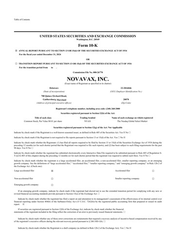 Thumbnail Novavax 10-K Annual Report 2024