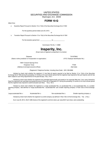 Thumbnail Insperity
 10-Q Quarterly Report FY2013 
