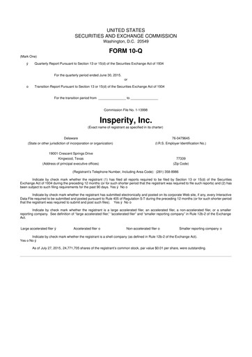 Thumbnail Insperity
 10-Q Quarterly Report FY2015 