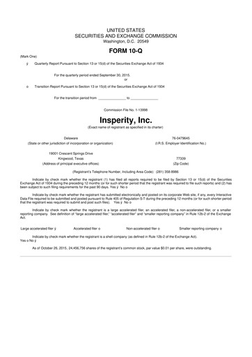 Thumbnail Insperity
 10-Q Quarterly Report FY2015 