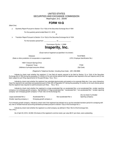 Thumbnail Insperity
 10-Q Quarterly Report FY2018 