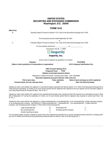 Thumbnail Insperity
 10-Q Quarterly Report FY2021 