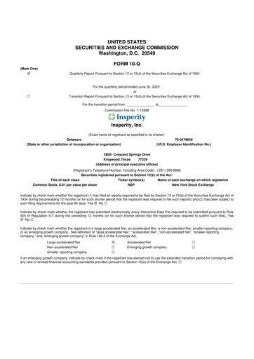 Thumbnail Insperity
 10-Q Quarterly Report FY2022 