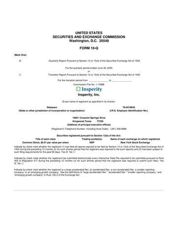 Thumbnail Insperity
 10-Q Quarterly Report FY 