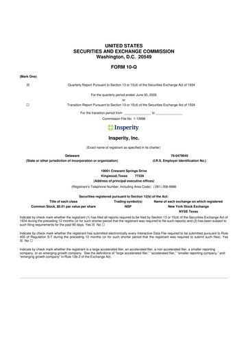 Thumbnail Insperity
 10-Q Quarterly Report FY 