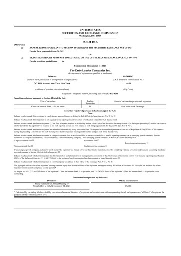 Thumbnail Estee Lauder 10-K Annual Report 2021