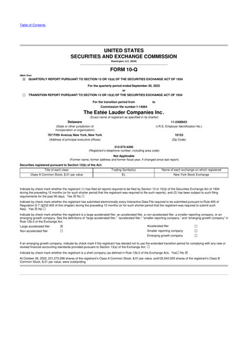 Thumbnail Estee Lauder 10-Q Quarterly Report FY2023 