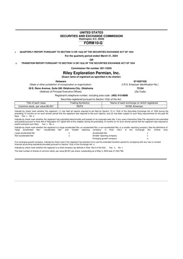 Vorschaubild Riley Exploration Permian 10-Q Quartalsbericht 2024 