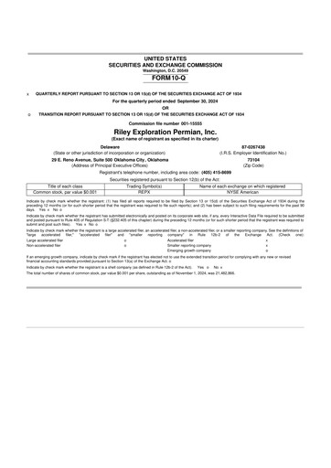 Vorschaubild Riley Exploration Permian 10-Q Quartalsbericht 2024 
