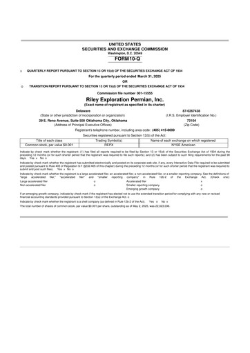 Vorschaubild Riley Exploration Permian 10-Q Quartalsbericht 2025 