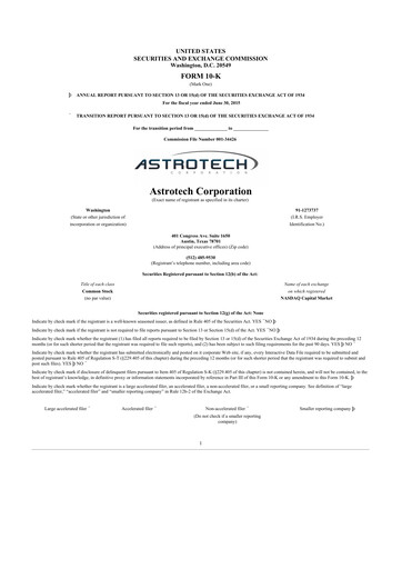 Thumbnail Astrotech 10-K Annual Report 2015
