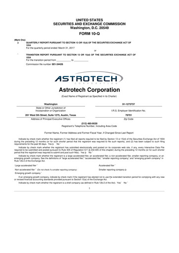 Thumbnail Astrotech 10-Q Quarterly Report FY2017 