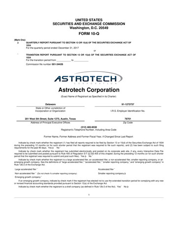 Thumbnail Astrotech 10-Q Quarterly Report FY2018 
