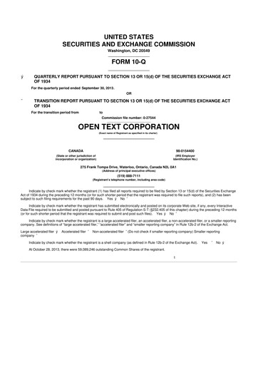 Thumbnail OpenText 10-Q Quarterly Report FY2014 